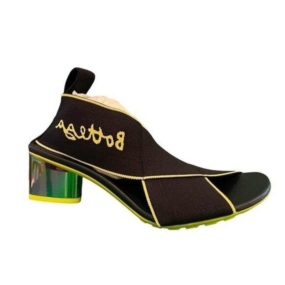 BOTTEGA VENETA 689993 BLACK 'FLEX'‎ HEELED SANDALS, sz 36.5